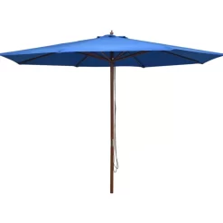 vidaXL Lawn & Garden* Outdoor Parasol With Wooden Pole 137.8" Blue