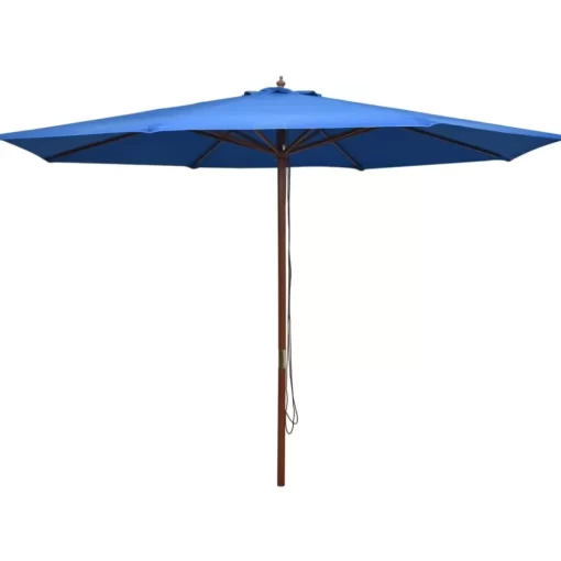 vidaXL Lawn & Garden* Outdoor Parasol With Wooden Pole 137.8" Blue