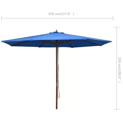 vidaXL Lawn & Garden* Outdoor Parasol With Wooden Pole 137.8" Blue