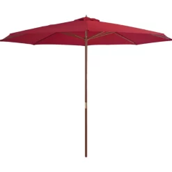 vidaXL Lawn & Garden* Outdoor Parasol With Wooden Pole 137.8" Burgundy