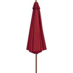 vidaXL Lawn & Garden* Outdoor Parasol With Wooden Pole 137.8" Burgundy