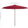 vidaXL Lawn & Garden* Outdoor Parasol With Wooden Pole 137.8