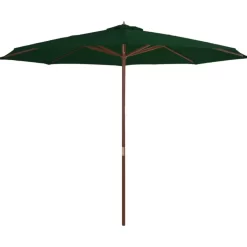 vidaXL Lawn & Garden* Outdoor Parasol With Wooden Pole 137.8" Green