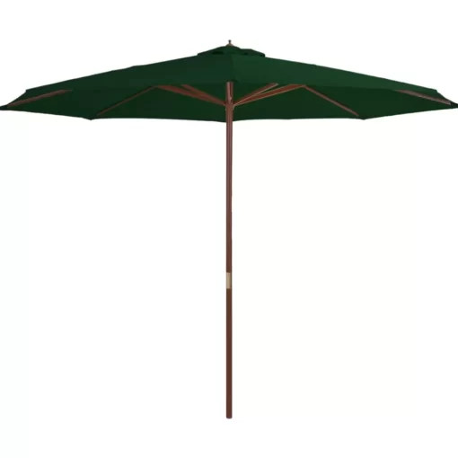 vidaXL Lawn & Garden* Outdoor Parasol With Wooden Pole 137.8" Green