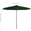 vidaXL Lawn & Garden* Outdoor Parasol With Wooden Pole 137.8