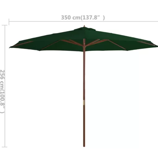 vidaXL Lawn & Garden* Outdoor Parasol With Wooden Pole 137.8" Green