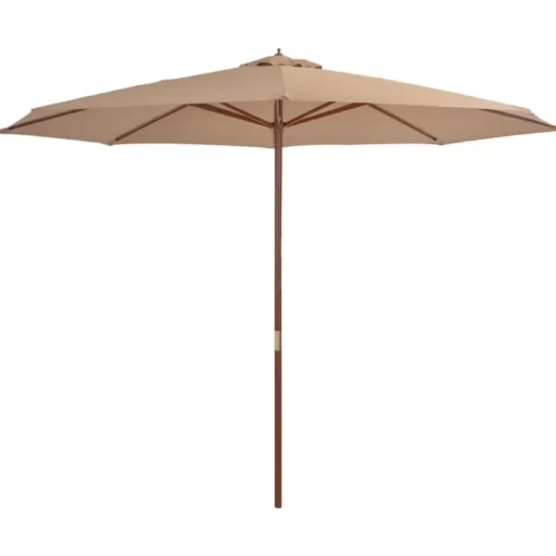 vidaXL Lawn & Garden* Outdoor Parasol With Wooden Pole 137.8" Taupe