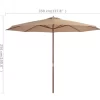 vidaXL Lawn & Garden* Outdoor Parasol With Wooden Pole 137.8