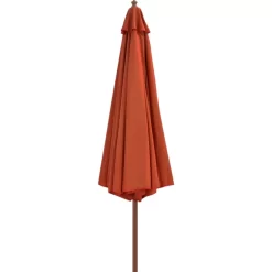 vidaXL Lawn & Garden* Outdoor Parasol With Wooden Pole 137.8" Terracotta