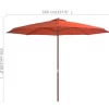 vidaXL Lawn & Garden* Outdoor Parasol With Wooden Pole 137.8