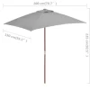 vidaXL Lawn & Garden* Outdoor Parasol With Wooden Pole 59.1