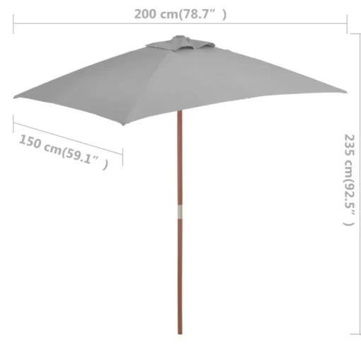 vidaXL Lawn & Garden* Outdoor Parasol With Wooden Pole 59.1"X78.7" Anthracite