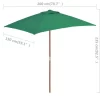 vidaXL Lawn & Garden* Outdoor Parasol With Wooden Pole 59.1