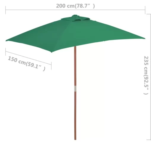 vidaXL Lawn & Garden* Outdoor Parasol With Wooden Pole 59.1"X78.7" Green