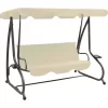 vidaXL Lawn & Garden* Outdoor Swing Bench With Canopy Sand White