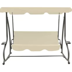 vidaXL Lawn & Garden* Outdoor Swing Bench With Canopy Sand White