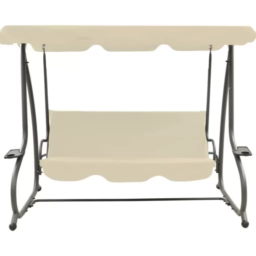 vidaXL Lawn & Garden* Outdoor Swing Bench With Canopy Sand White