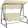 vidaXL Lawn & Garden* Outdoor Swing Bench With Canopy Sand White