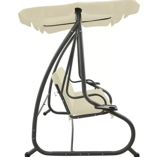 vidaXL Lawn & Garden* Outdoor Swing Bench With Canopy Sand White