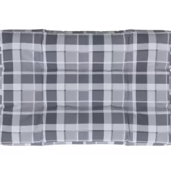 vidaXL Decor* Pallet Cushion Gray Check Pattern 47.2"X31.5"X4.7" Fabric