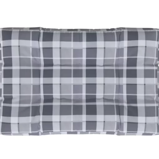 vidaXL Decor* Pallet Cushion Gray Check Pattern 47.2"X31.5"X4.7" Fabric