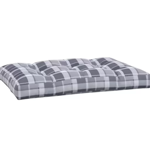 vidaXL Decor* Pallet Cushion Gray Check Pattern 47.2"X31.5"X4.7" Fabric