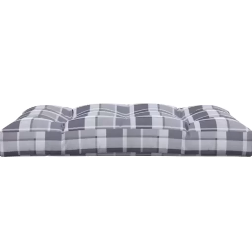 vidaXL Decor* Pallet Cushion Gray Check Pattern 47.2"X31.5"X4.7" Fabric