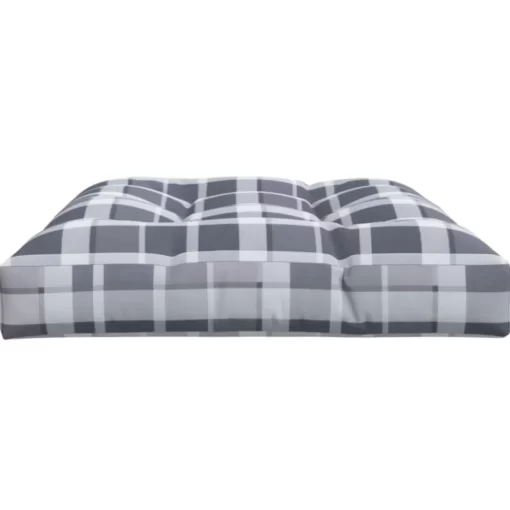 vidaXL Decor* Pallet Cushion Gray Check Pattern 47.2"X31.5"X4.7" Fabric