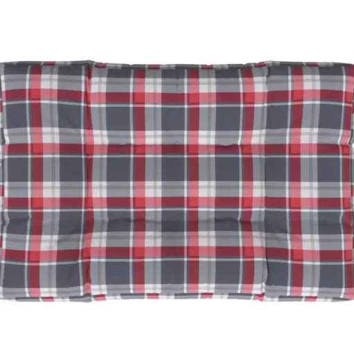 vidaXL Decor* Pallet Cushion Red Check Pattern 47.2"X31.5"X4.7" Fabric