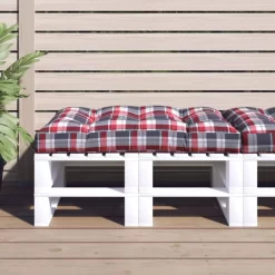 vidaXL Decor* Pallet Cushion Red Check Pattern 47.2"X31.5"X4.7" Fabric