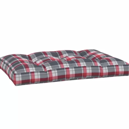 vidaXL Decor* Pallet Cushion Red Check Pattern 47.2"X31.5"X4.7" Fabric