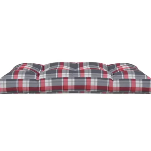 vidaXL Decor* Pallet Cushion Red Check Pattern 47.2"X31.5"X4.7" Fabric