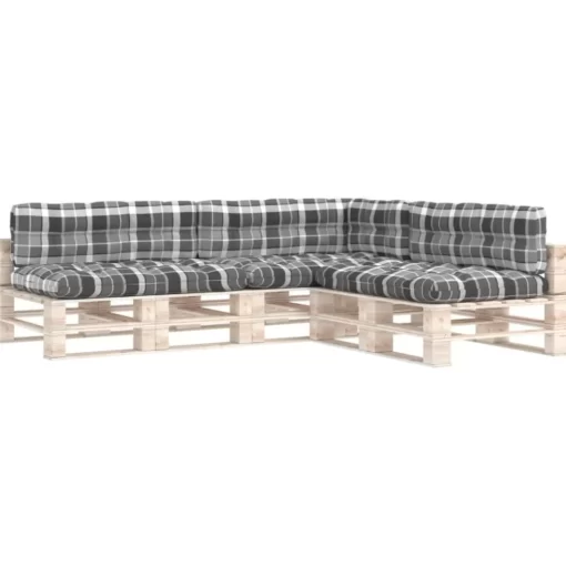 vidaXL Decor* Pallet Sofa Cushions 7 Pcs Gray Check Pattern