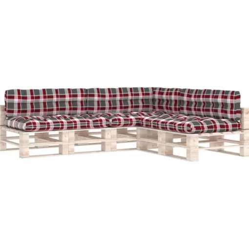 vidaXL Decor* Pallet Sofa Cushions 7 Pcs Red Check Pattern