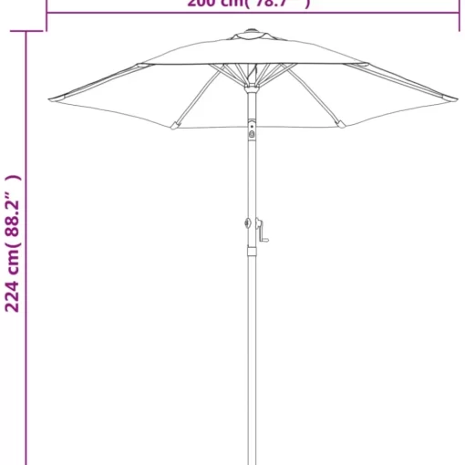 vidaXL Lawn & Garden* Parasol Anthracite 78.7"X83.1" Aluminum