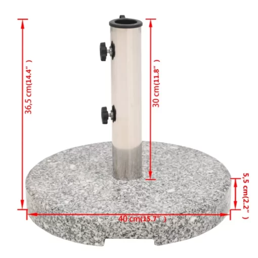 vidaXL Lawn & Garden* Parasol Base Granite Round 44.1 Lb