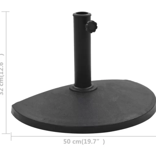 vidaXL Lawn & Garden* Parasol Base Half Round Polyresin 19.8 Lb Black