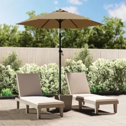 vidaXL Lawn & Garden* Parasol Taupe 78.7"X83.1" Aluminum