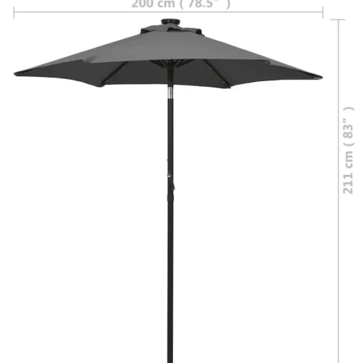 vidaXL Lawn & Garden* Parasol With Led Lights Anthracite 78.7"X83.1" Aluminum