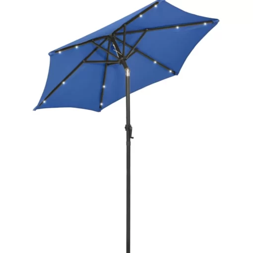 vidaXL Lawn & Garden* Parasol With Led Lights Azure Blue 78.7"X83.1" Aluminum