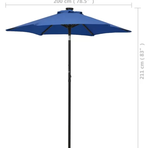 vidaXL Lawn & Garden* Parasol With Led Lights Azure Blue 78.7"X83.1" Aluminum