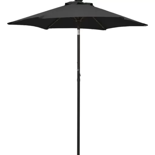 vidaXL Lawn & Garden* Parasol With Led Lights Black 78.7"X83.1" Aluminum