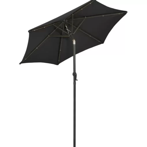 vidaXL Lawn & Garden* Parasol With Led Lights Black 78.7"X83.1" Aluminum