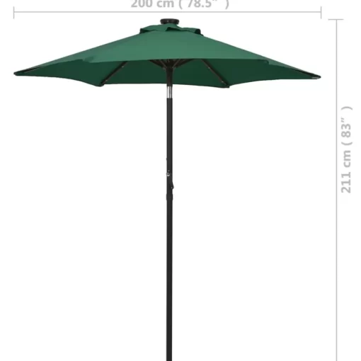 vidaXL Lawn & Garden* Parasol With Led Lights Green 78.7"X83.1" Aluminum