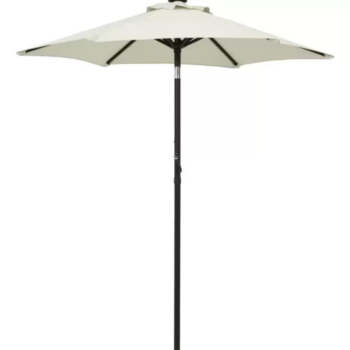 vidaXL Lawn & Garden* Parasol With Led Lights Sand 78.7"X83.1" Aluminum