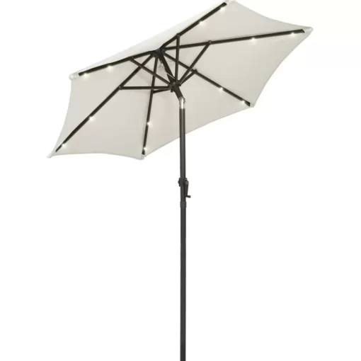 vidaXL Lawn & Garden* Parasol With Led Lights Sand 78.7"X83.1" Aluminum