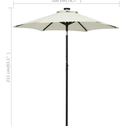 vidaXL Lawn & Garden* Parasol With Led Lights Sand 78.7"X83.1" Aluminum