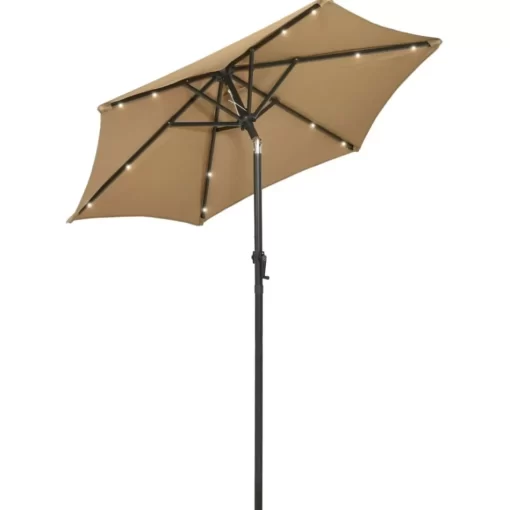 vidaXL Lawn & Garden* Parasol With Led Lights Taupe 78.7"X83.1" Aluminum