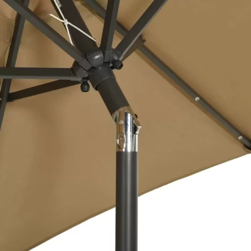 vidaXL Lawn & Garden* Parasol With Led Lights Taupe 78.7"X83.1" Aluminum