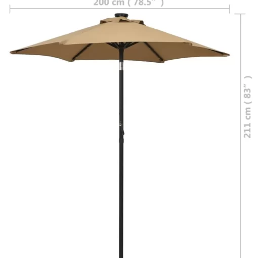 vidaXL Lawn & Garden* Parasol With Led Lights Taupe 78.7"X83.1" Aluminum